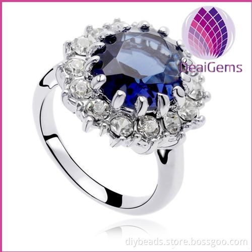 hot sale copper white gold plated with blue zircon ring